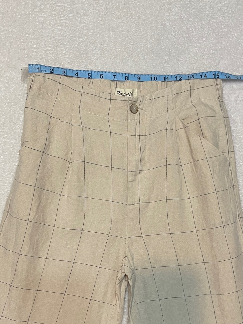 NWT Madewell Linen Windowpane Plaid Trousers Preppy Work Casual Travel Summer 6 - Picture 7 of 13